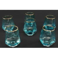  Набір Чарок Для Горілки/Небесно-Блакитного Кольору Із Золотим Ободом 55 Мл