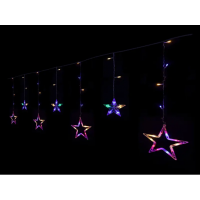 Гірлянда 10великіх зірок прозорий провід(мултіколор)