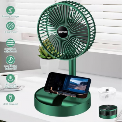 Вентилятор портативний настільний Telescopic Folding Fan Green