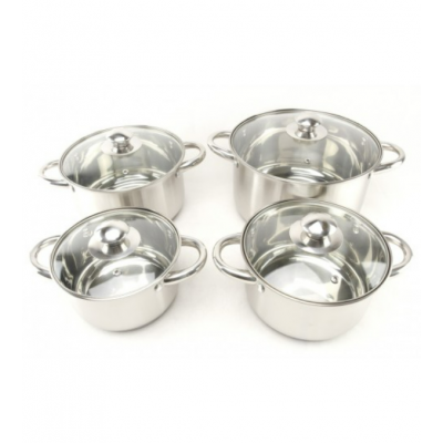 Набір каструль (8 предметів) з високоміцної нержавіючої сталі Набір каструль (8 предметів) з високоміцної нержавіючої сталі
