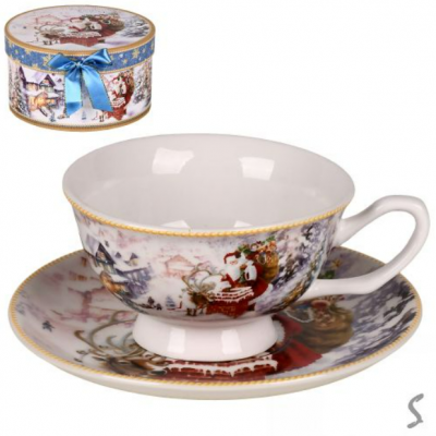 Чашка з блюдцем новорічна "Time for gifts" 2пр/наб 180мл/14.5см