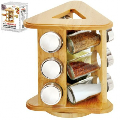 Спецівниця на дерев.підставці "Triangle" 9шт/наб 16.2*16.2*21.7см