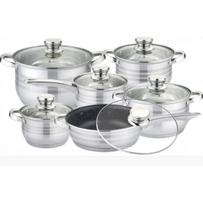 Набір каструль з нержавіючій сталі 12 предметів Набір каструль з нержавіючій сталі 12 предметів