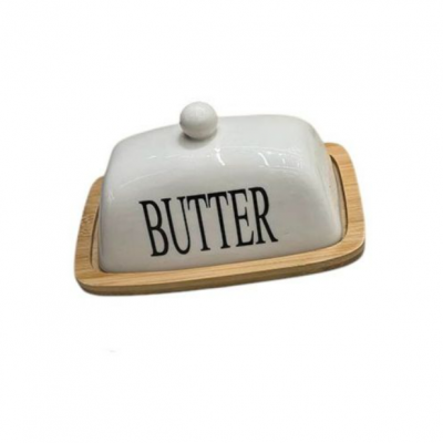 Маслянка бамбук з керамічною кришкою 18.2*12*9см