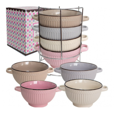 Набір 4 миски з ручками на стійці Style 680мл