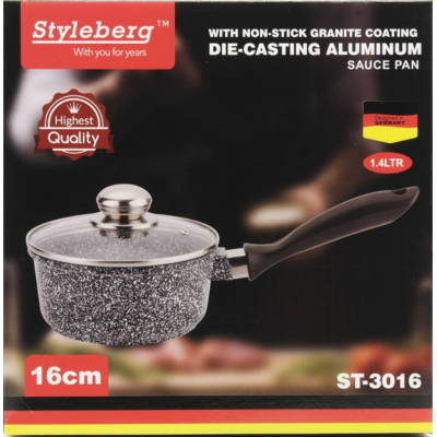 Ковшик 16 х 7,5 см з кришкою гранітне покриття 1,4л