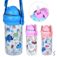 Пляшка-поїлка дитяча з трубочкою/ремінцем 430мл