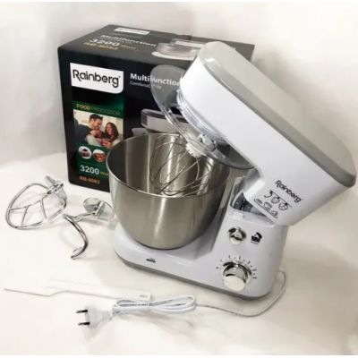 Тістоміс Rainberg RB-8082, 3200 Вт, чаша 5л, міксер планетарний, 2 насадки для тіста, віночок